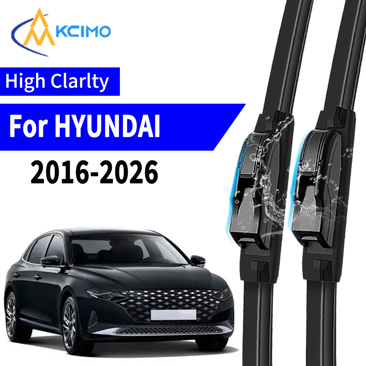 

Premium 2Pcs Windshield Wiper Blades for HYUNDAI Grandeur 2016-2026 Easy Snap On Installation Streak Free Cleaning All Weather