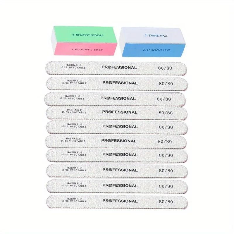 12pcs Nail Tools Buffer Shinner Manicure Washable S Block Board Nail Polish Files Blocks