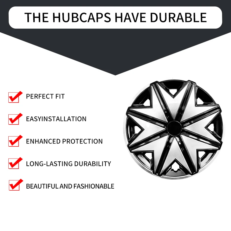 أغطية عجلات عالمية على طراز نجم البحر مقاس 14 بوصة Hubcap R14 للسيارات - مجموعة من 4 قطع - تناسب معظم السيارات، ملحقات غطاء حافة كاملة للسيارات