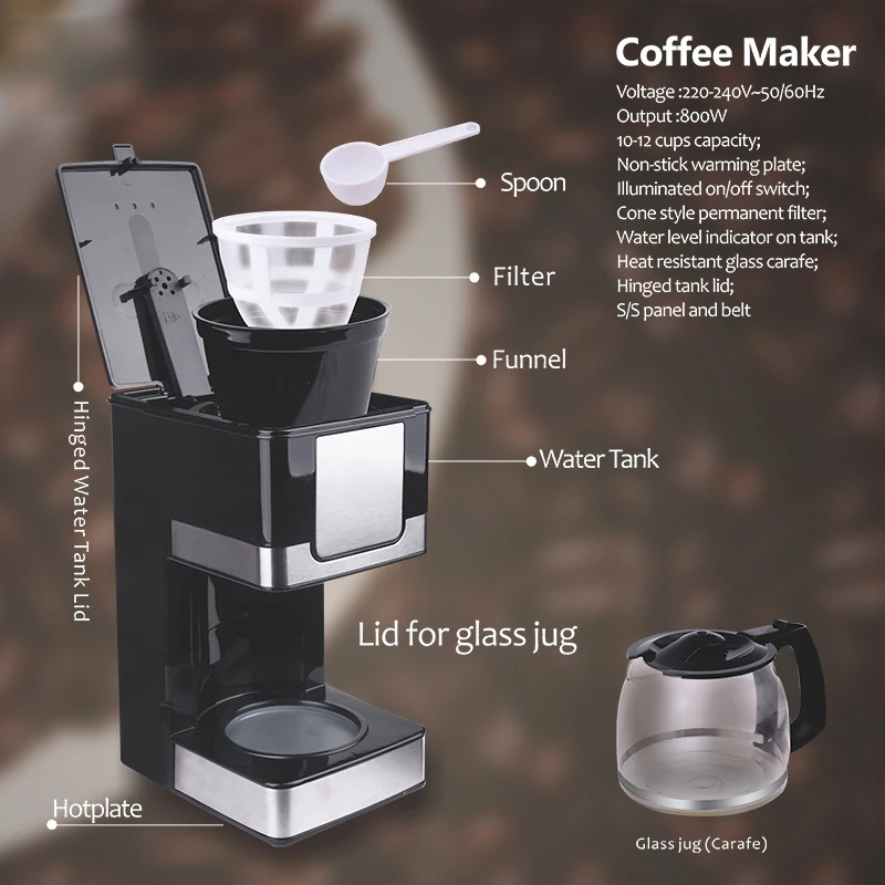 Small Home Office Coffee Machine Automatic Dripping Coffee Maker Brew Tea Coffee Powder EU