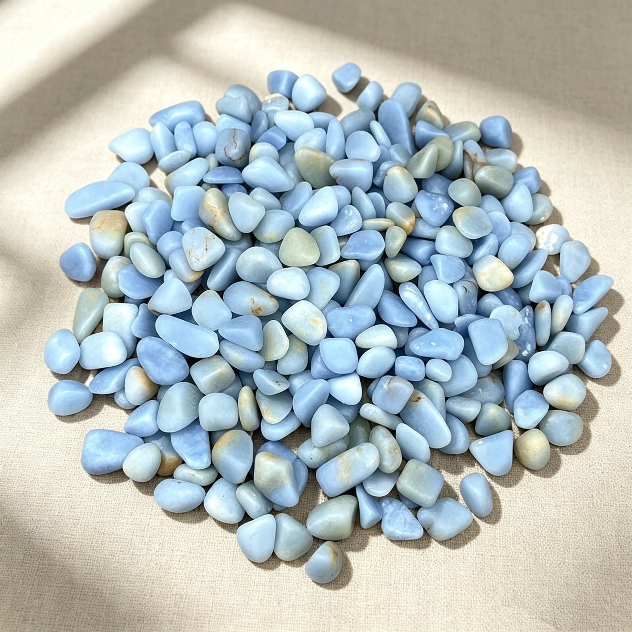 Natural Angelite Stone Chips, Irregular Gravel Rough Stone, Home Decor, Polished End, Decorative Rocks, Festival Decorations