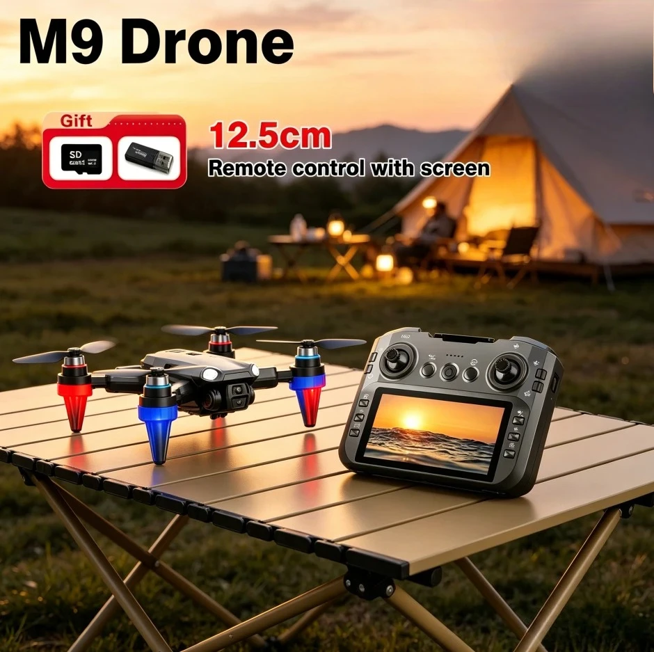 Original M9 Drone 4K 8K 5G GPS Dual Camera Photography Brushless Foldable Quadcopter RC with screen Distance 3KM Drones Toys
