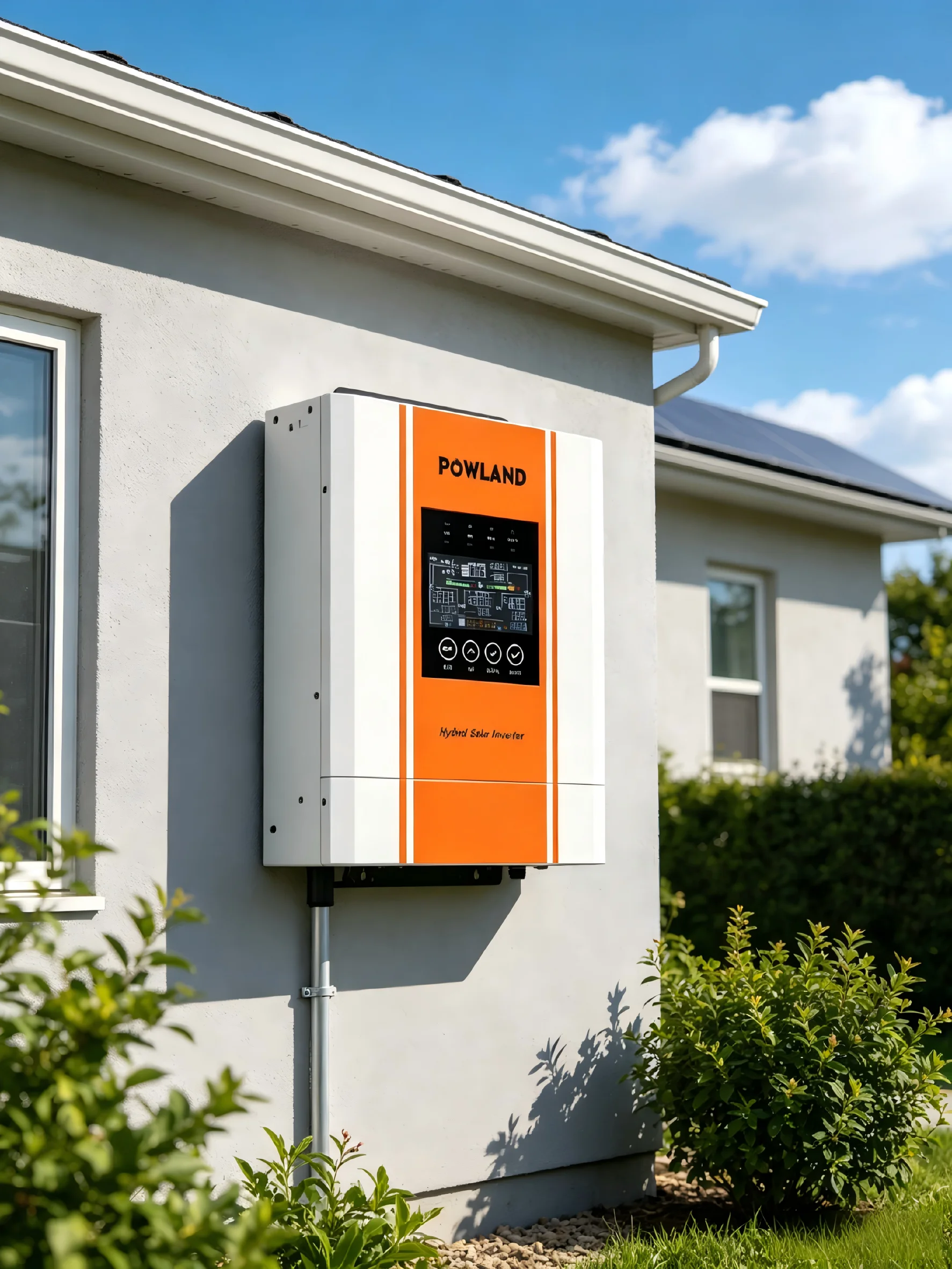 POWLAND 3,6KW 24V Netzunabhängiger Hybrid-Solarwechselrichter 230VAC 5000W PV 500VDC MPPT 100A Reine Sinuswelle WIFI BMS