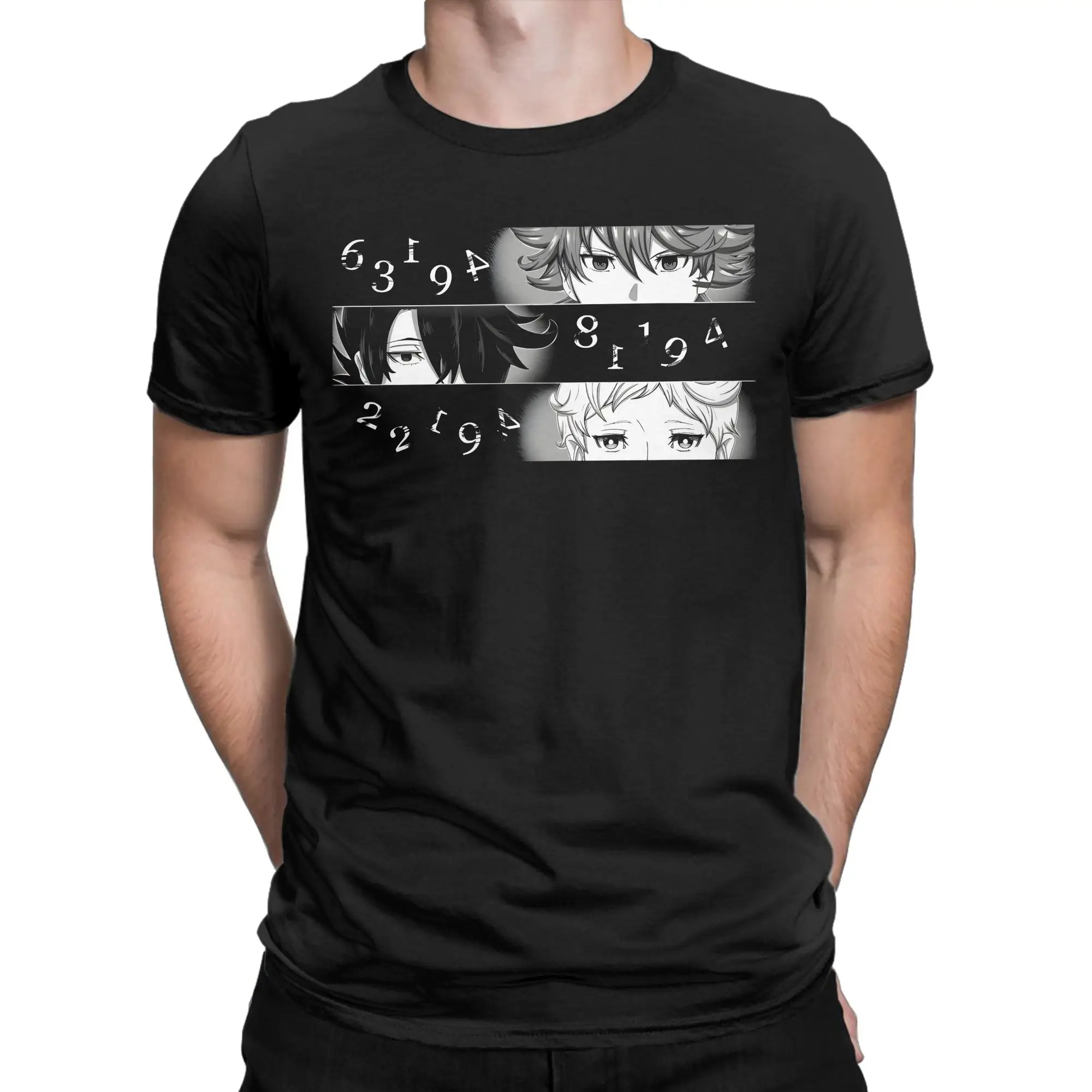 Men T-Shirt The Promised Neverland Yakusoku no neverland Humorous Tees Short Sleeve  T Shirt Round Collar Clothes Big Size