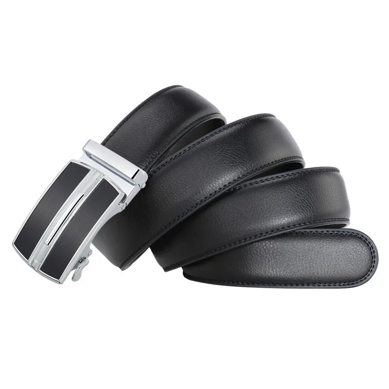 White Black Elegant Business Leisure Men\'s Automatic Buckle Belt Famous Brand Luxury Designer Genuine Leather Jeans Belts