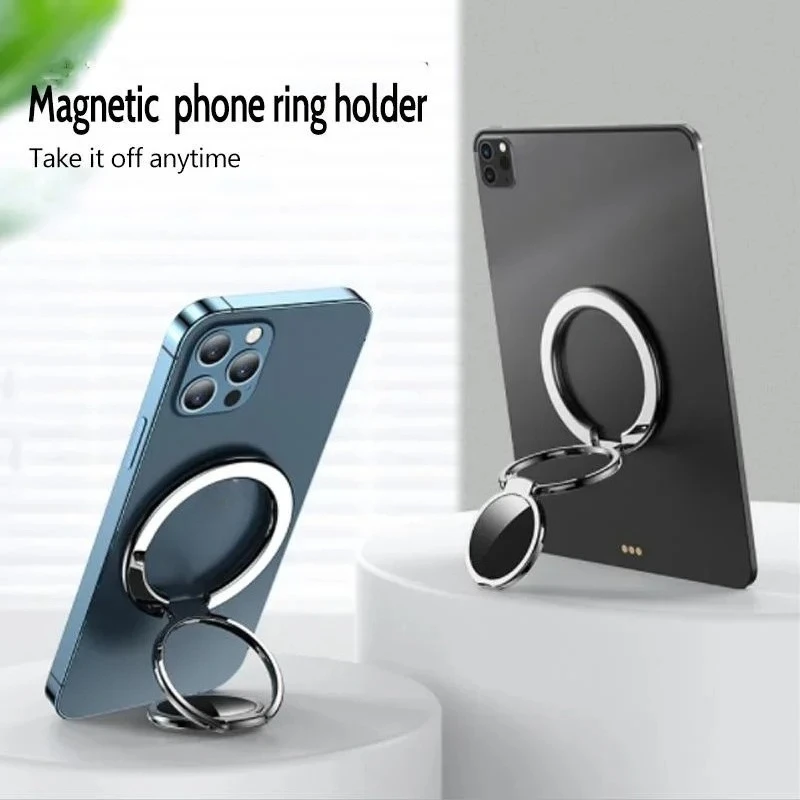 1pc Starke Magnetische Doppel Ring Schnalle Ultra-dünne Metall Faltbare Telefon Halter für IPhone 11 Xs 12 13 14Pro Max MIni Telefon Grip