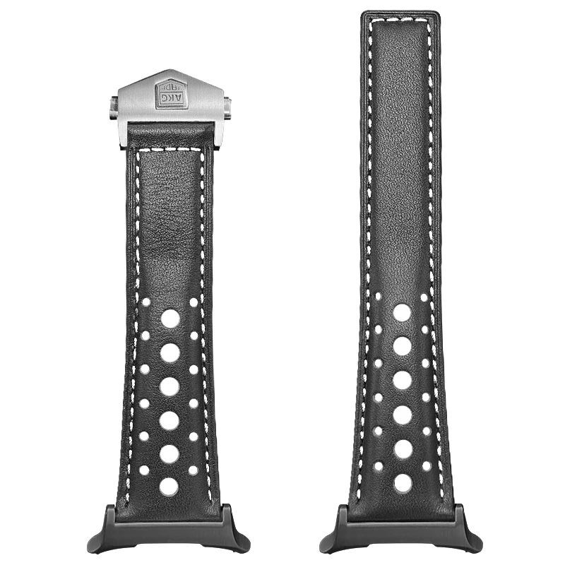 AKGLEADER Perforated Cowhide leather watch band for Samsung Galaxy Watch 8 classic 46mm 40mm 44mm strap for Watch 7Ultra 47mm