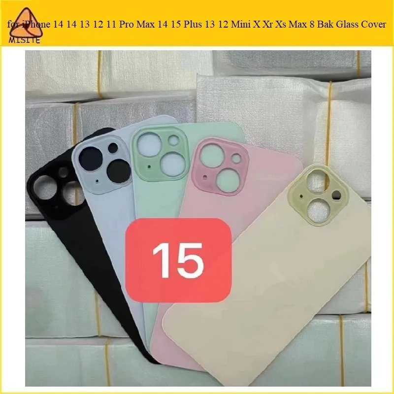 10Pcs Big Hole Rear Door Housing Back Glass Replacement Parts For iPhone 15 14 13 12 11 Pro Max 14 15 Plus 13 12 Mini Backcover