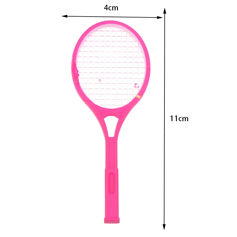 Mini raqueta de tenis de plástico para casa de muñecas, accesorio para casa de muñecas, modelo de raqueta de tenis en miniatura, 1 unidad