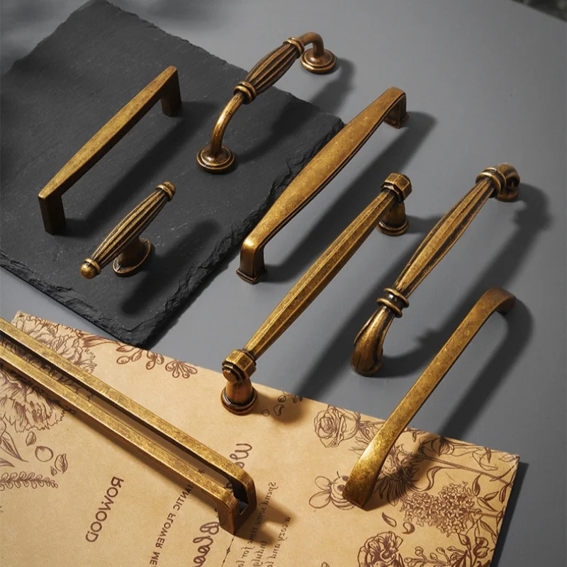 Antique Cabinet Storage Handles Kitchen Drawer Knobs Wardrobe Closet Pulls Cupboard Door Handle Retro Furniture Hardware Handles