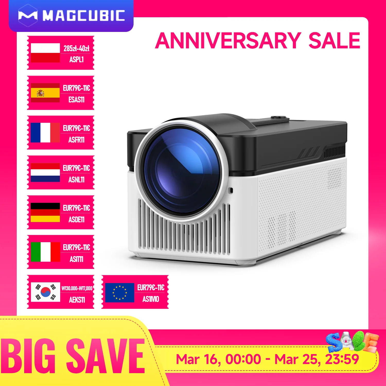 Magcubic HY450 Projector With Ultra Short Throw Auto Offset 1080P 8K Electronic Focus 900 ANSI Air Mouse Voice Assistant H726