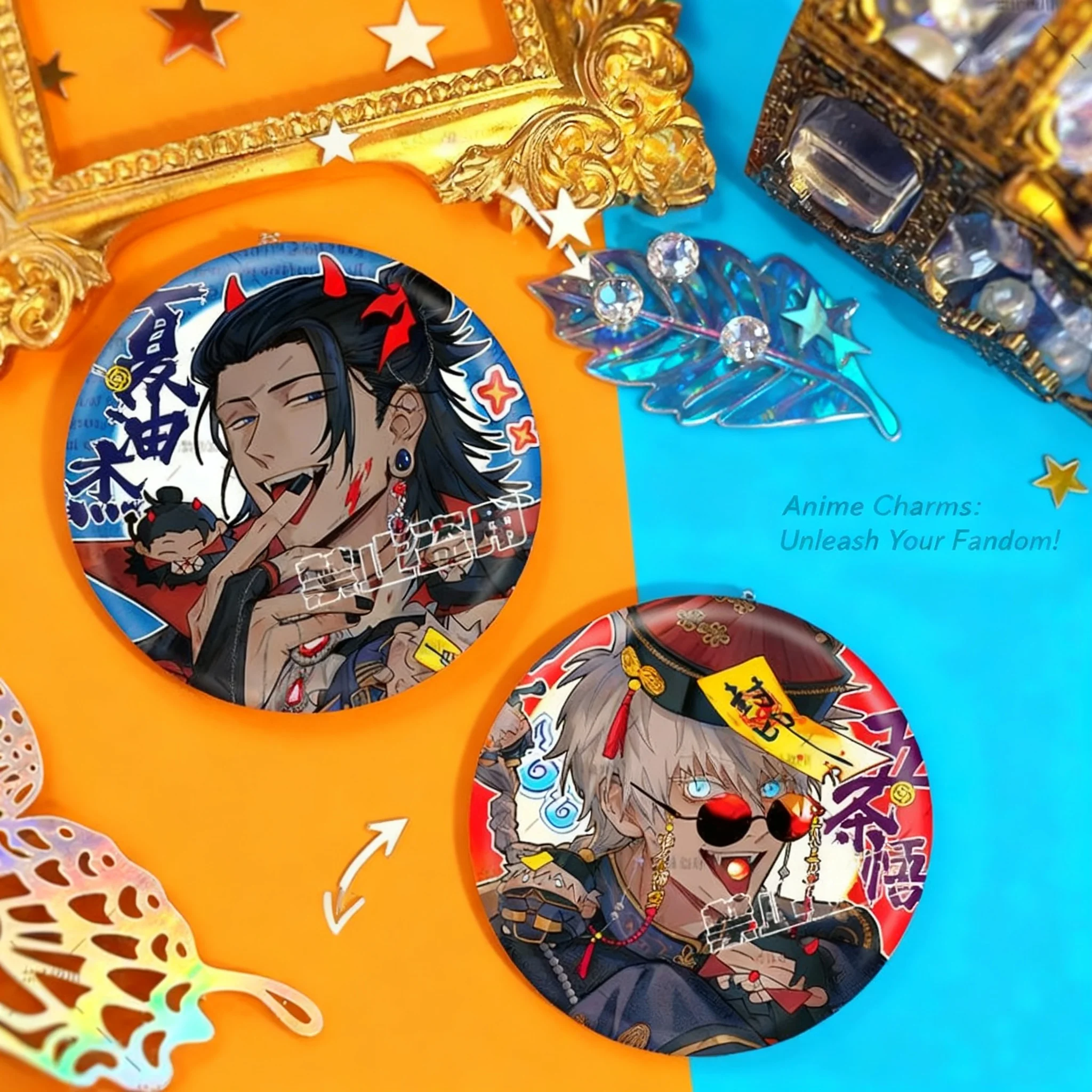 

Jujutsu Kaisen Halloween Theme Series Reflective Double Flash Badge Gojo Satoru Geto Suguru Anime Pin Merchandise Otaku