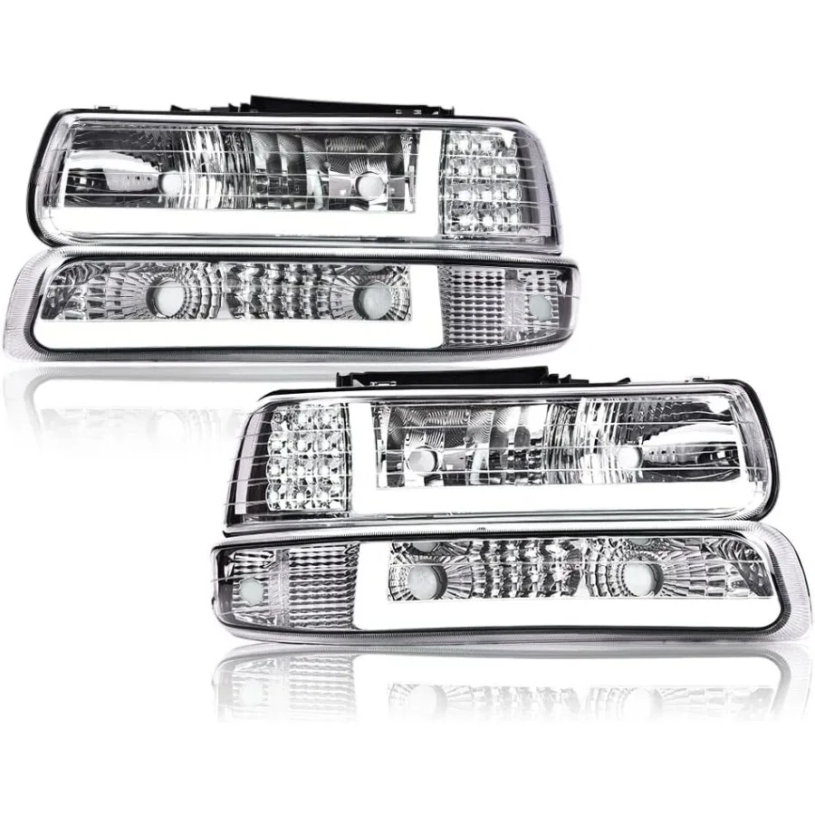 

LED Headlight Assembly for 9902 Chevy Silverado 1500 2500 0102 Silverado 1500HD 2500HD 3500 0006 Tahoe Suburban 1500 2500 Clear