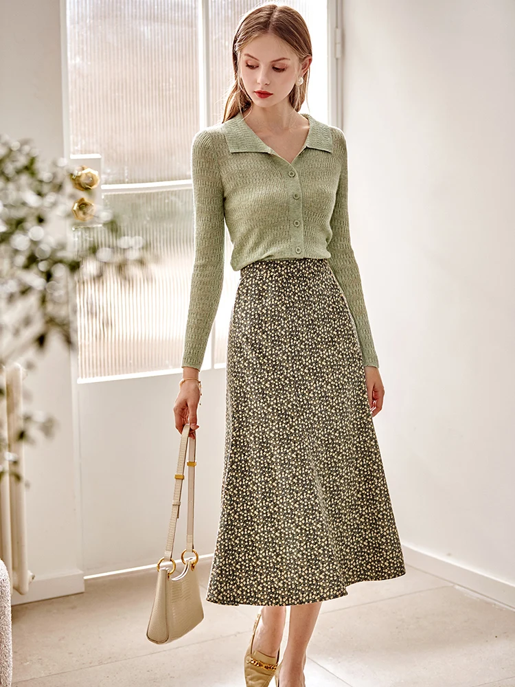 OLrain Chiffon Mermaid Skirt Women 2025 Spring Summer Chiffon A-line Fashion Elegant Floral High-waist Midi Skirt O21CB36660