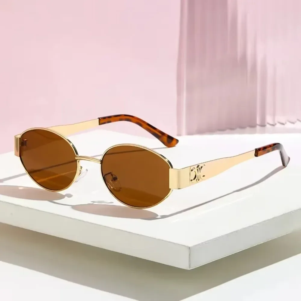 

Luxury Metal Brand Sunglasses for Men and Women Unisex Designer Fashion Sun Glasses Oval Unisex Stylish Eyewear Shades
