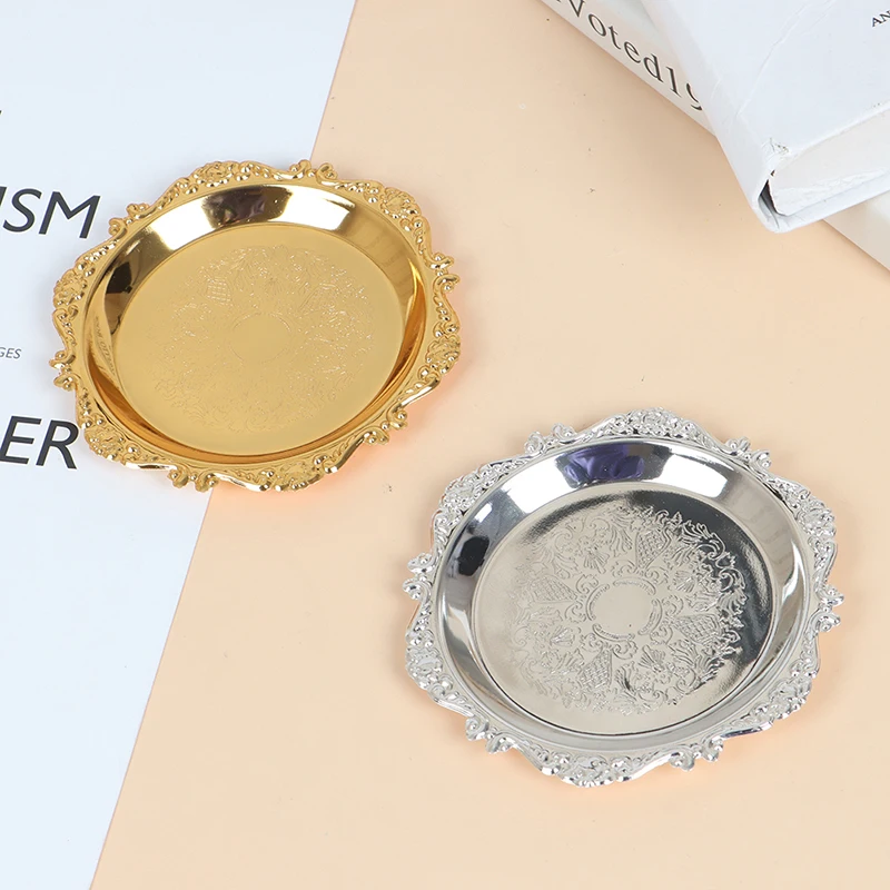 الفضة الذهبي الحديد صينية لوحة لامعة للزينة الحلي بوفيه كعكة الفاكهة لوازم الحفلات الحلوى أشتات تخزين لوحات