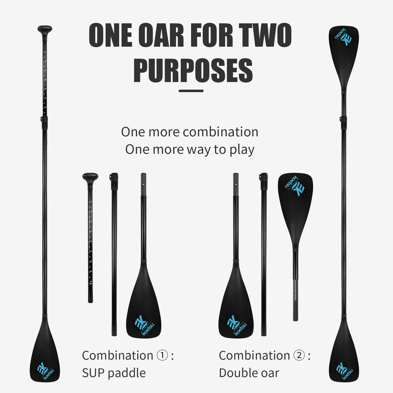 KOETSU SUP FIBERGLASS TWO WAY  PADDLE -3 ADJUSTABLE FIBERGLASS PADDLES WITH NYLON BLADES, SUITABLE FOR WATER SPORTS view 5