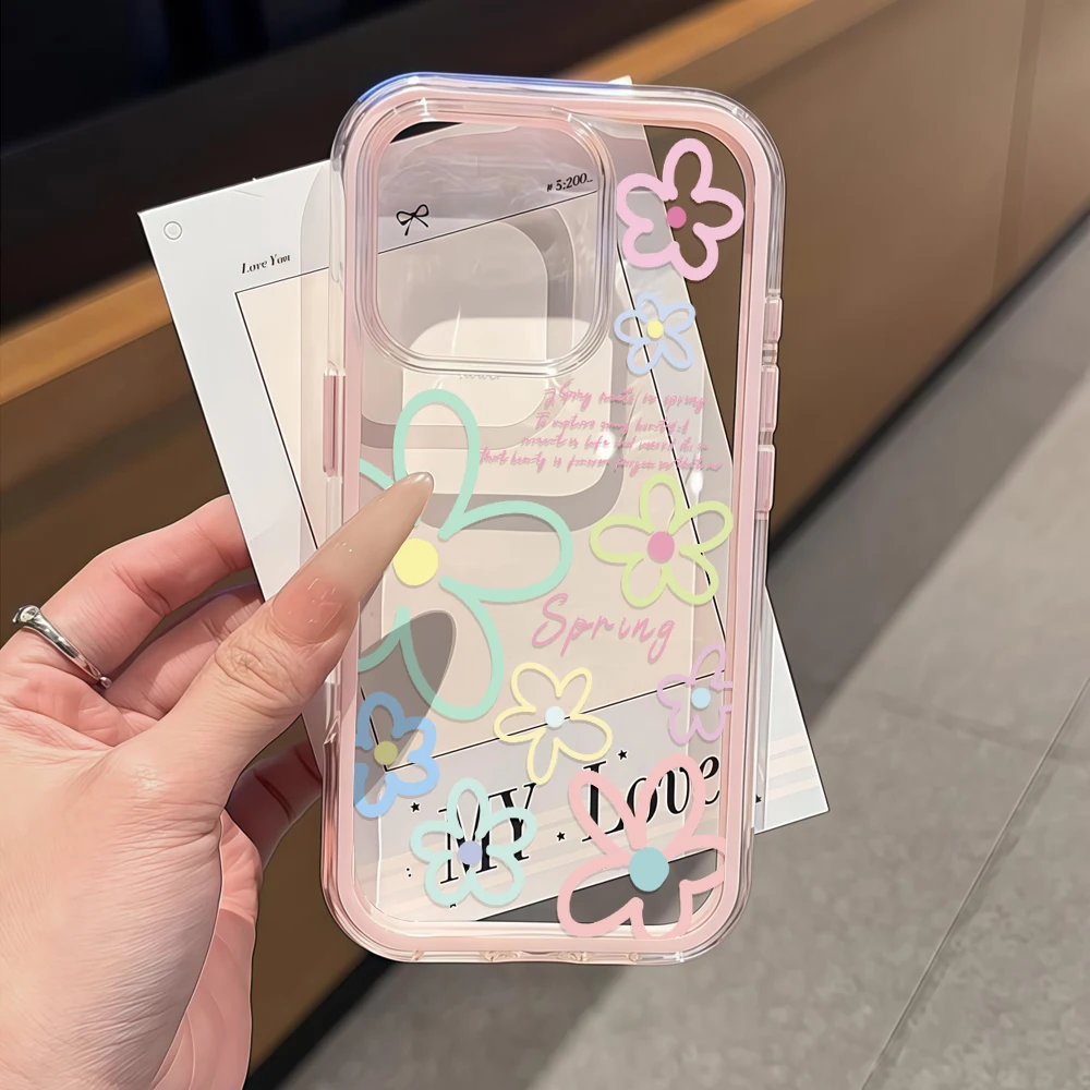 Прозрачный чехол для iPhone 16 14 15 Plus 12 13 14 15 11 17 Pro Max Air X XR XS с весенним цветочным принтом
