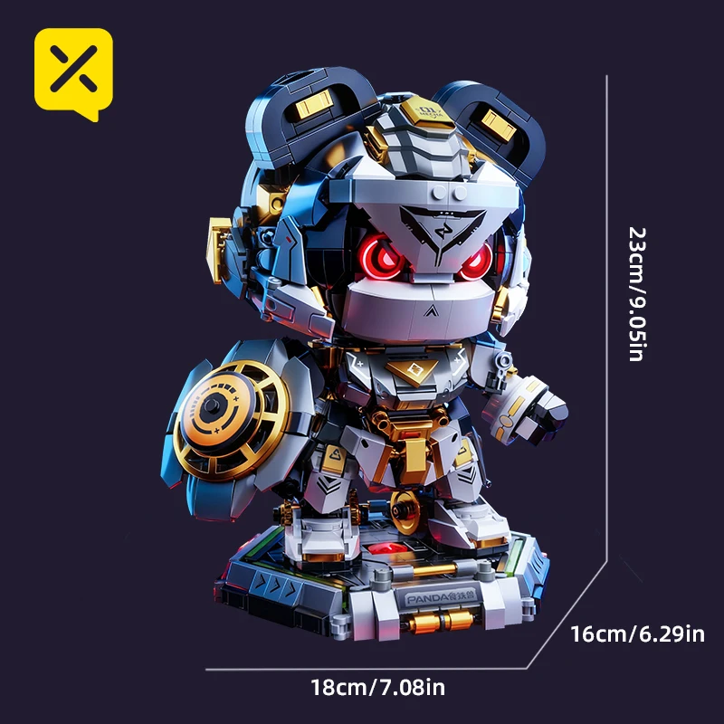1623ピース パンクパンダ メカ組み立ておもちゃ 未来的なロボットブロックモデル テクノロジー愛好家や子供たちに最適 クールなライト付き 子供へのギフト