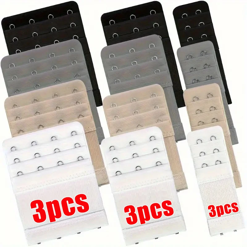 3PCS Bra Extension Lingerie Strap Extender Replacement Womens Accessoires With 3 Hooks Bar Extender Buckle Extension Lingerie