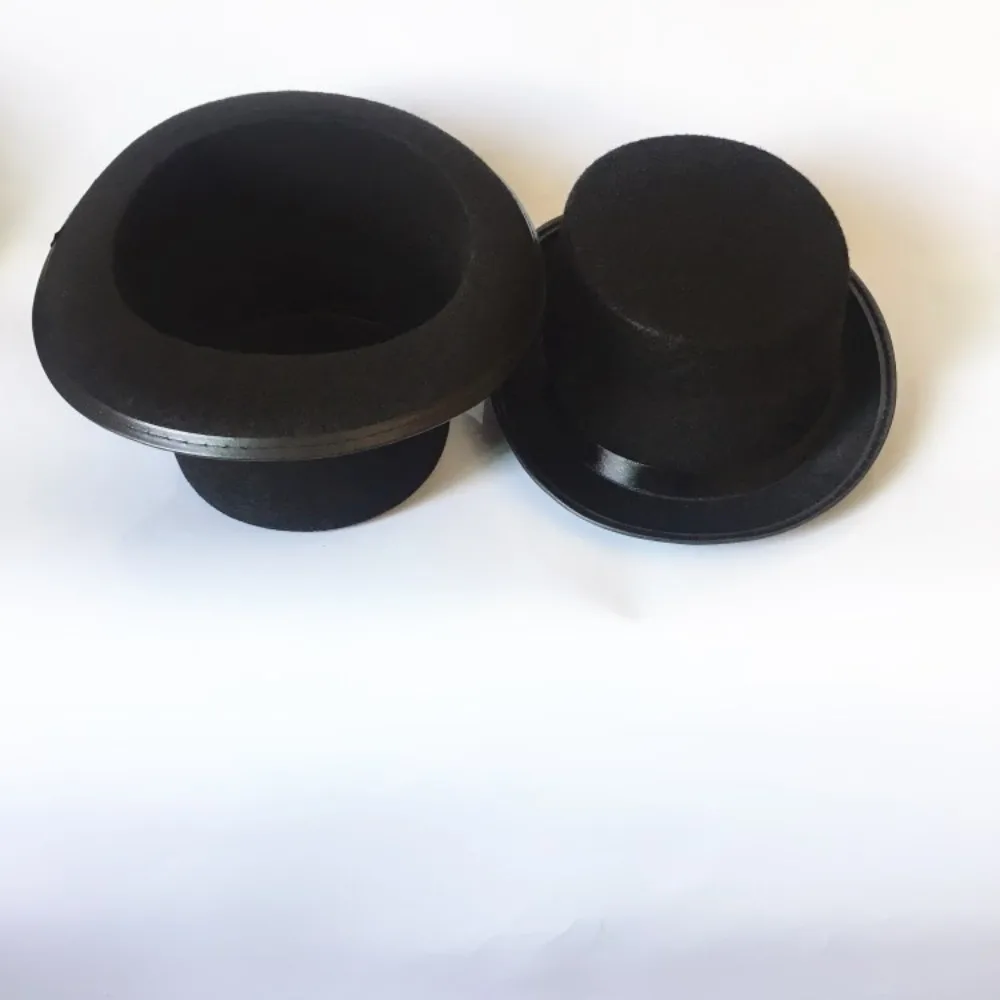 Costume Accessory Black Top Hat Fashion Collapsible Elegant Jazz Cap Dark Fabric Magician Hat Party Collapsible Dark