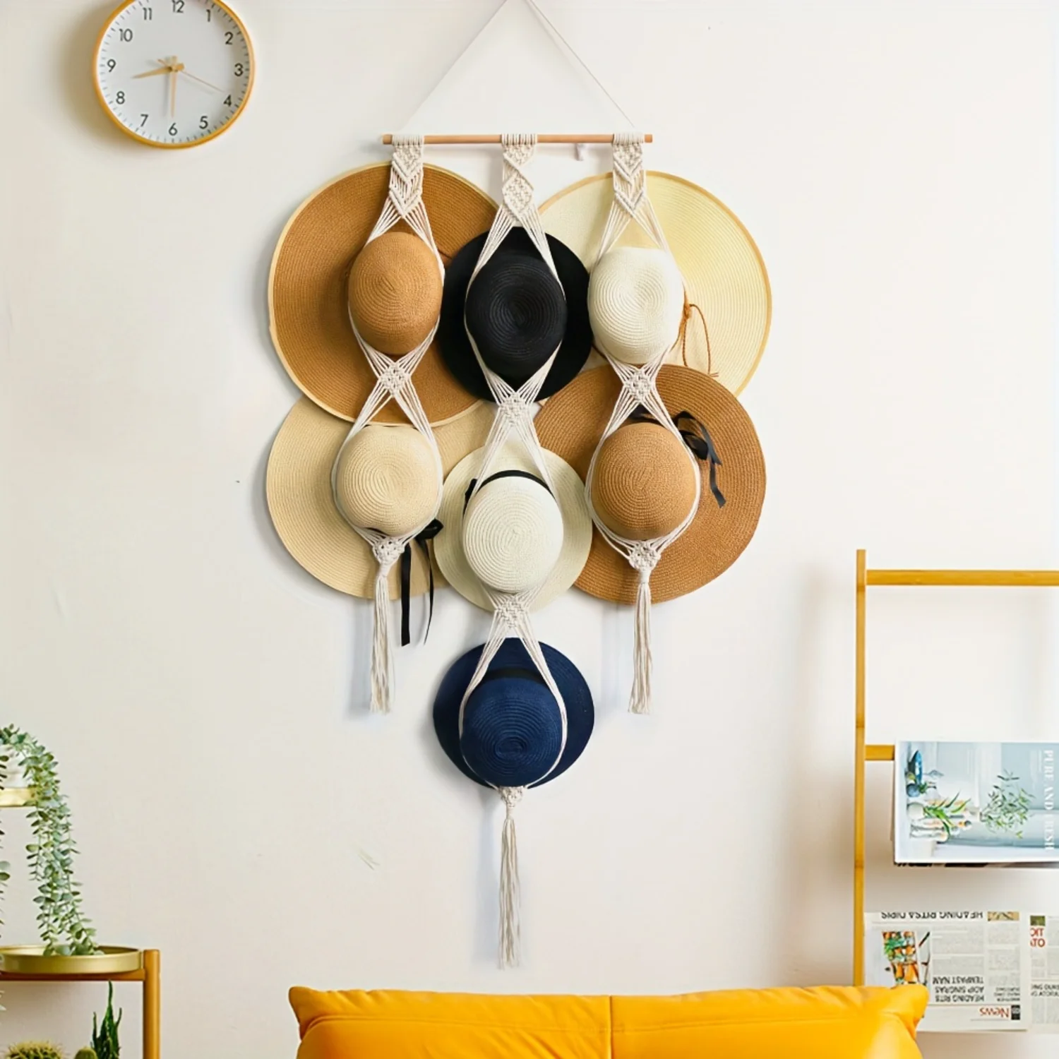 Artfully Crafted Bohemian Style Hat Rack - Space-Saving Hand-Woven Hat Organizer for Fashionable Display - Perfect for Bohemian 