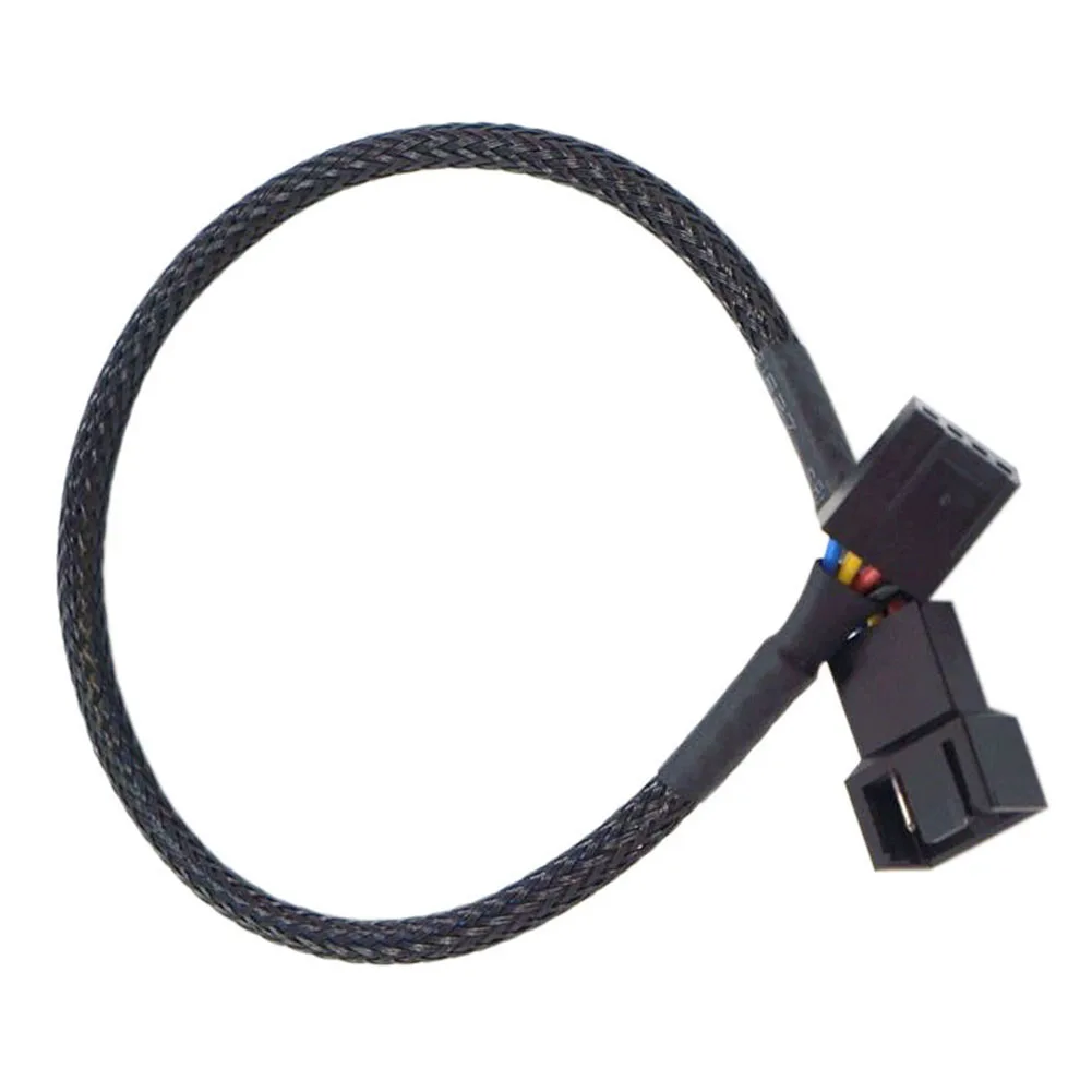Black Snake Skin 4 Pin Fan Splitter Cable 26cm 1 To 3 Channel Extension Cord For PC Computer Case Cooling System Adapter
