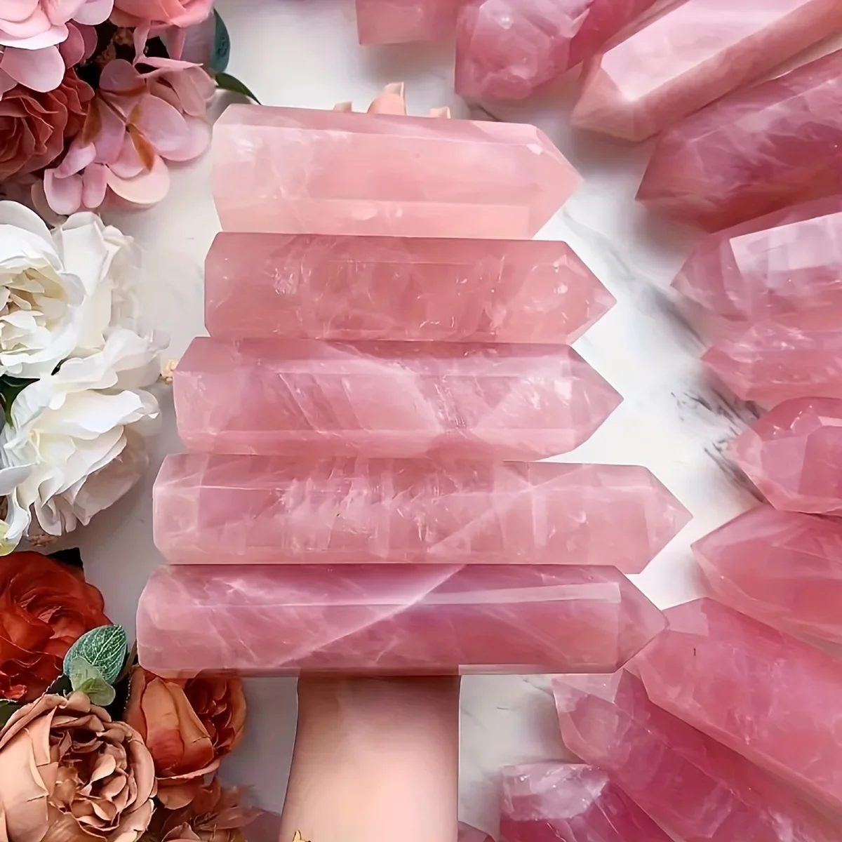 Natural Rose Quartz Point Gentle Healing Crystal Love Energy Home Decor Emotional Care Gift