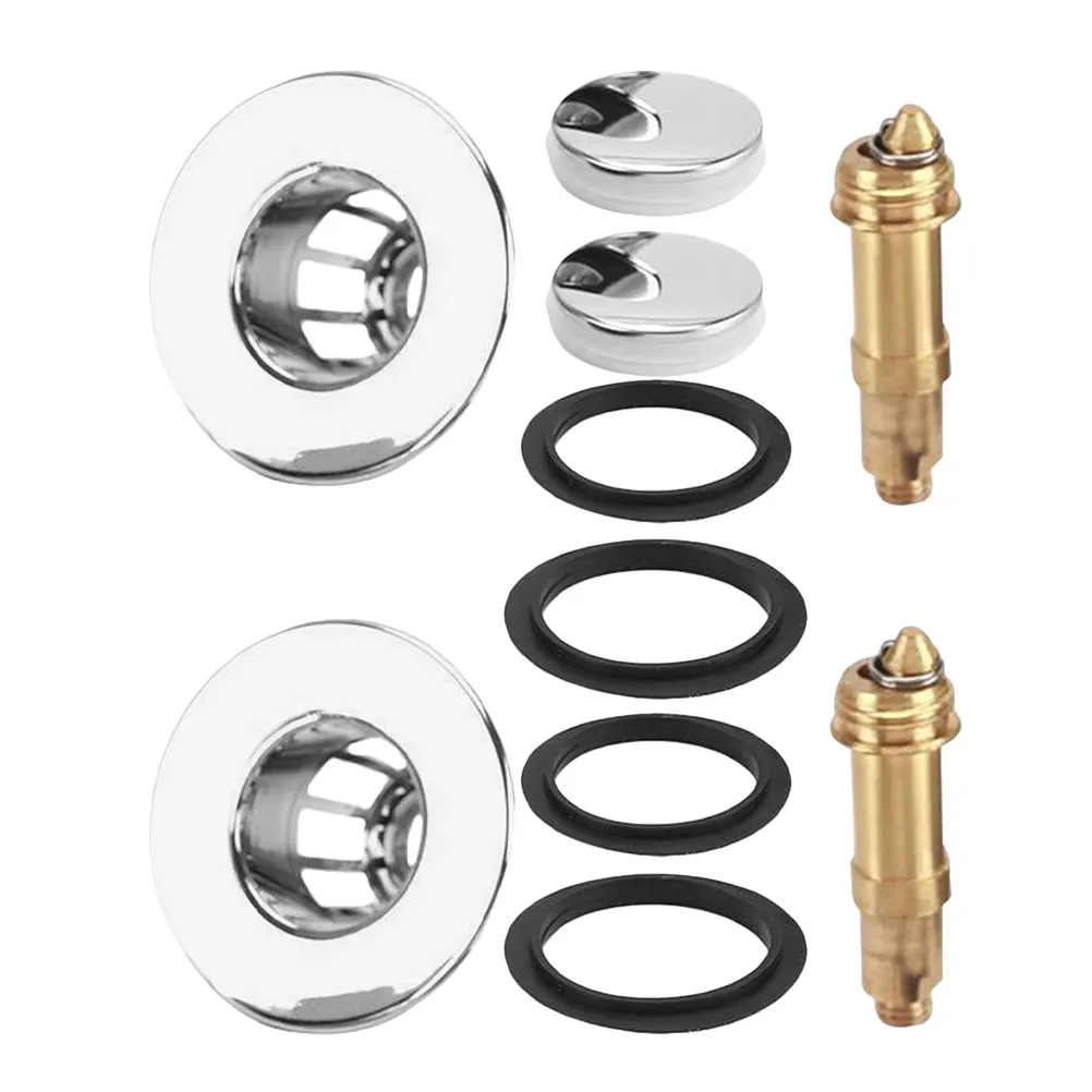 

2Pcs Washbasin Drain Stopper Press-Type Flip Lid with Removable Filter for Sink Anti-Clog Long-Lasting Copper ABS Plug