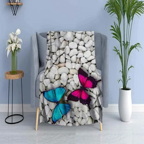 Else Carpet Else Blue Pink Butterfly Gravel Wellsoft Patterned 3D Tv Blankets