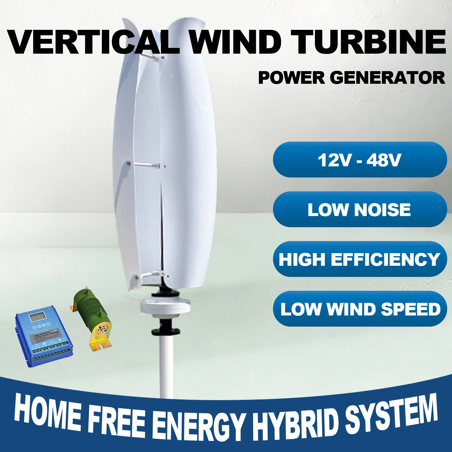 

10kw 20000w Vertical Wind Turbine Generator 12V 24V Magnetic Dynamo Free Energy Strong Power Ac 220v Inverter Output For Home