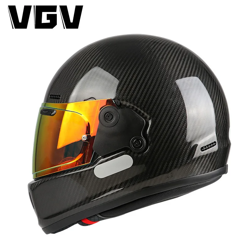 Carbon Fiber Motorcycle Helmet Personality Lightweight Retro Small Helmet Universal in All Seasons Men Women Full Helmets