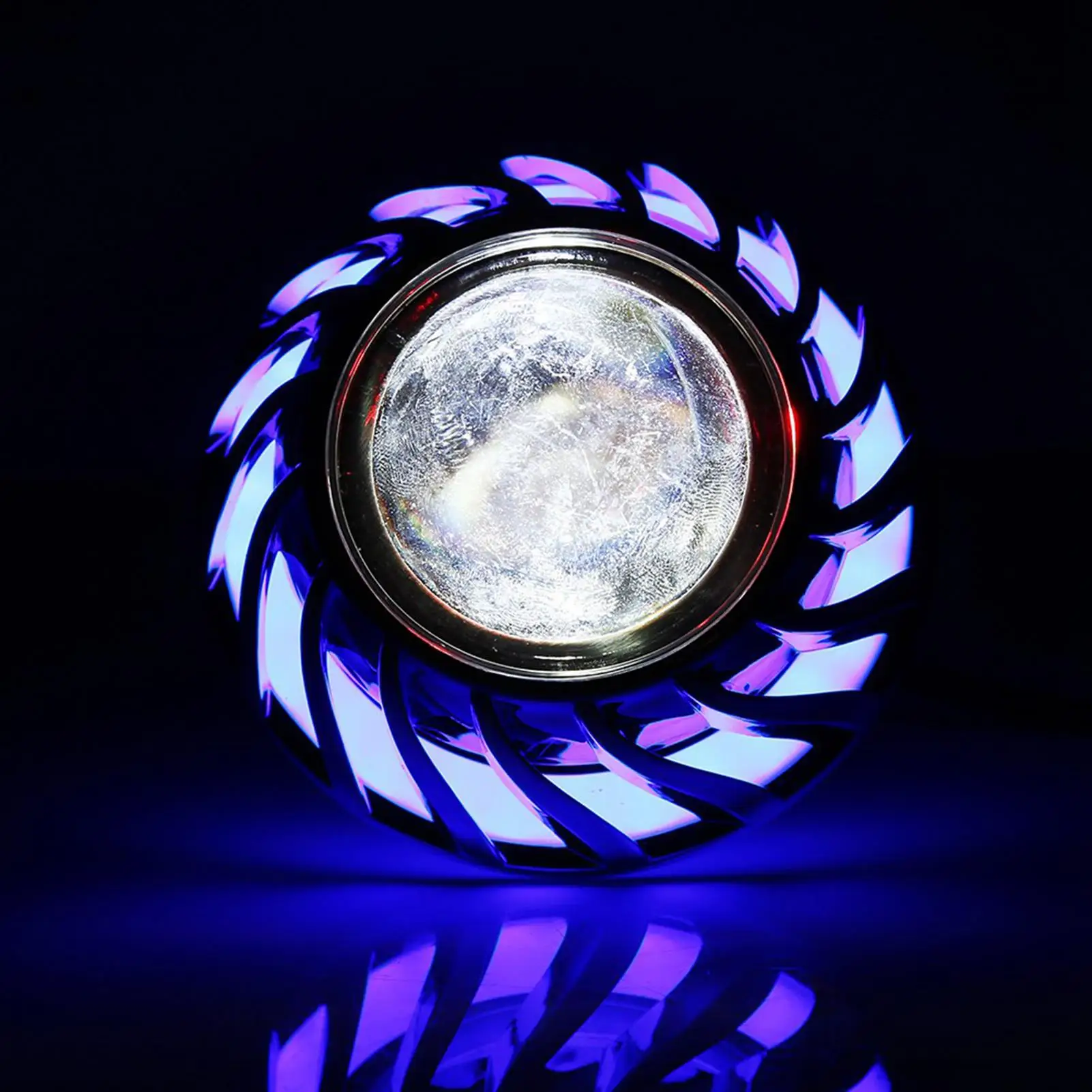 Motorcycle Headlight LED Projector Lens Single Halo Angel Devil Eye Spot Light for White Aluminum Alloy + Plastic