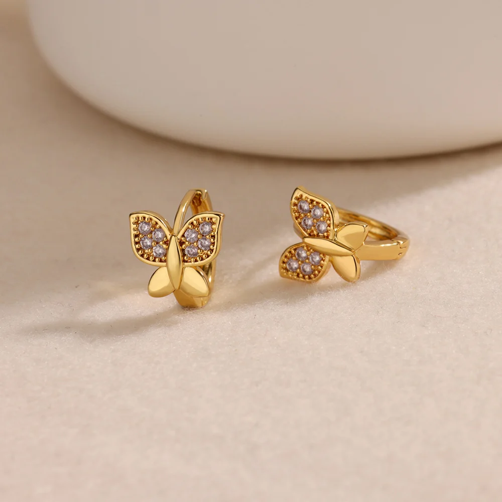 Butterfly Zirconia Hoop Earrings For Women 2026 Trending New Stainless Steel Earrings Couple Luxury Brand Jewelry mujer