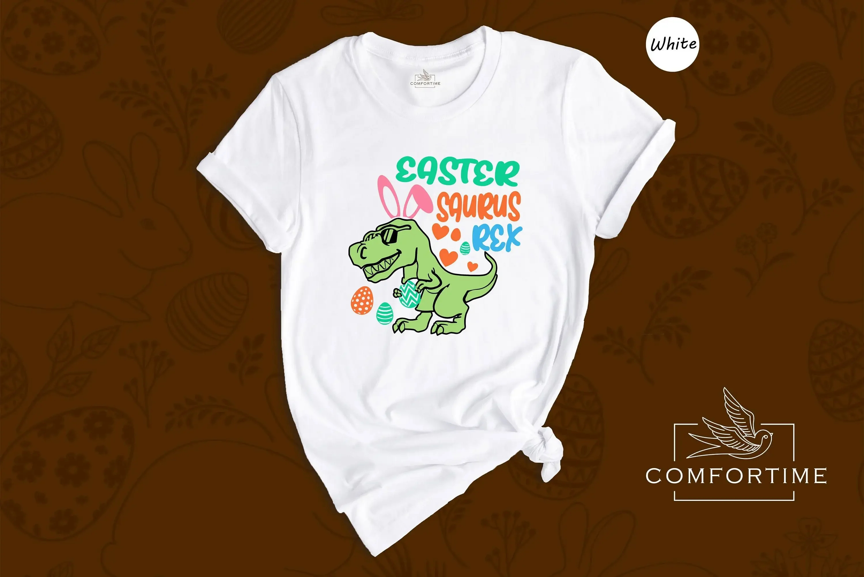 Easter Saurus Rex T Shirt Funny Dinosaur Adorable Egg