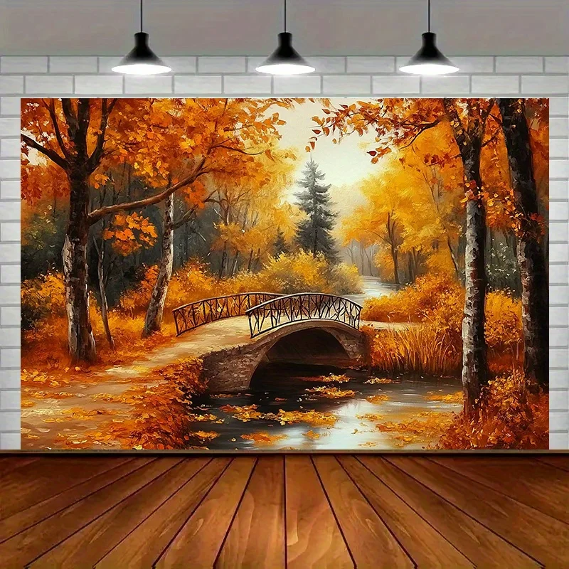 [Accrochez un bannière] 1 pièce. Scène d'automne paisible. Décoration de fond avec photos et accessoires..PMJ