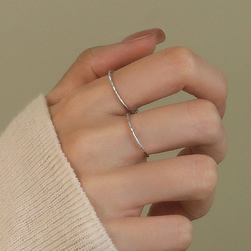 s925 sterling silver shuan rings with glossy thin rings for women light luxury classic elegant fashion retro simple casual daily