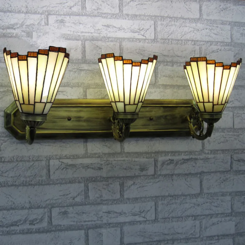 

European Retro Stained Glass Tiffany Hotel Bathroom LED Mirror Headlight Dining Aisle Bedroom Bedside Wall Lamps