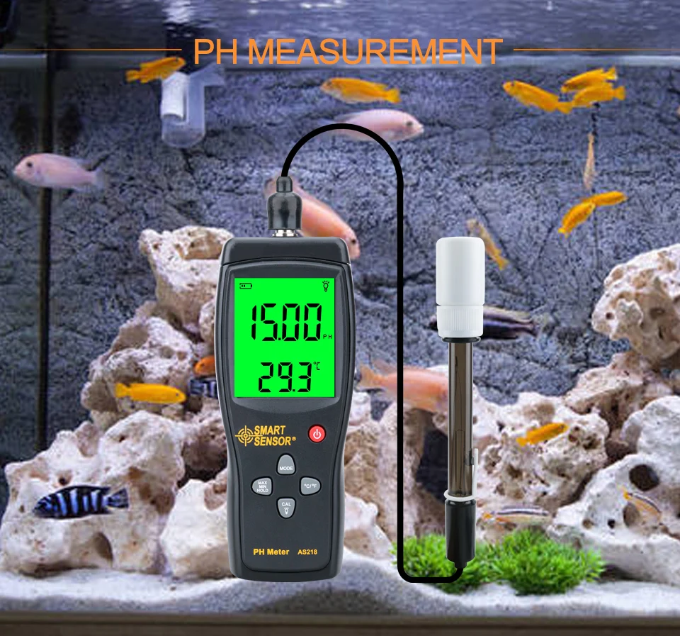 YUNYI Digital PH Meter Water Quality pH Tester Fish Tank Aquarium PH Value Laboratory Portable SMART SENSOR AS218