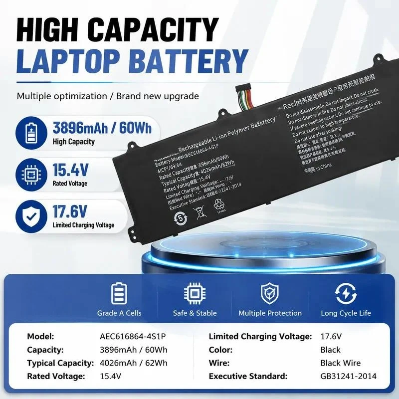 for Mechanical Revolution Jiaolong 16 16Pro 946Q3 AEC616864 4S1P Notebook Battery Replacement