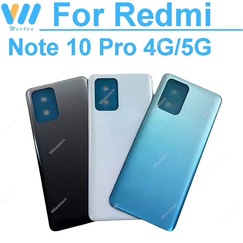 Zurück Batterie Tür Abdeckung Für Xiaomi Redmi Hinweis 10 Pro 4G 5G M2101K6G M2101K6R Batterie Abdeckung Zurück Glas gehäuse Hinten Tür Ersetzen