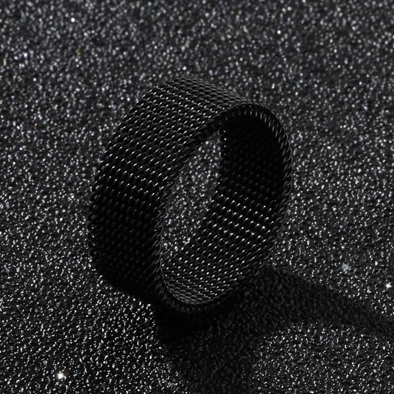 2025 neue 8mm Breite Edelstahl Ringe Titan Paar Ringe Verformbare Mesh Zubehör für Frauen Männer Schmuck Hochzeit geschenk – Detail 4