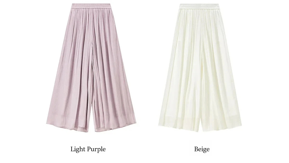 SENTUBILA Büro Einfacher, leichter, schimmernder Rock in Lila, Damen-Sommerhose mit elastischem Bund, Taschen, fließend, lässig, Culottes 162KF7358 – Detail 32