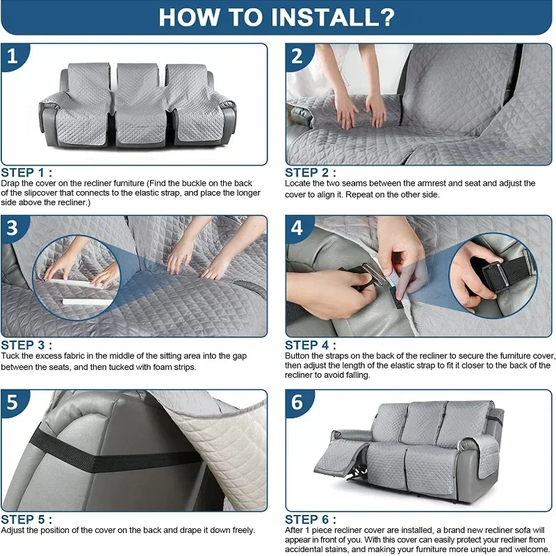 Recliner Sofa Cover Non Slip Couch Cover Split Reclining Couch Case with Straps Washable Sofa Slipcover Office,Living Room 소파 커버