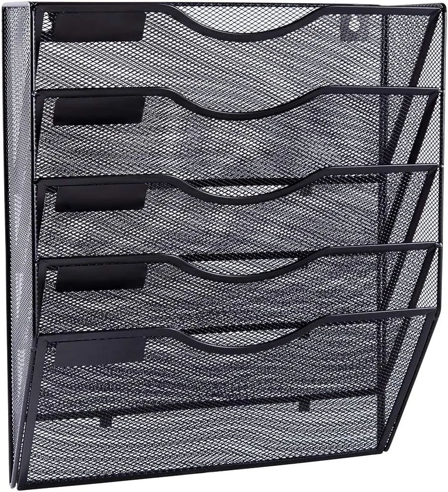 3/5 Pockets Mesh Wall File Holder Organizer Office Hanging Magazine Rack for office school home supplies