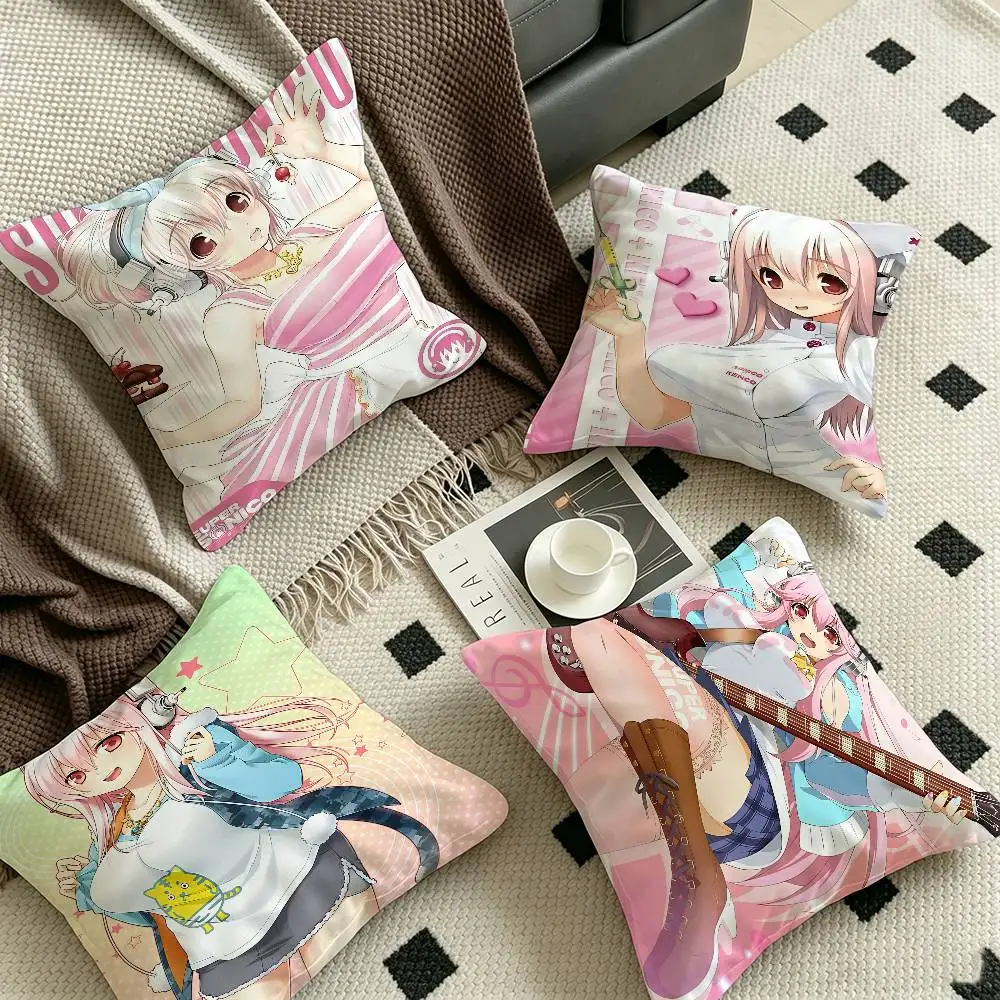 Cute sexy anime characters SUPER SONICO  Pillow Anime Pillow Sofa Bed Head Pillow Cover Cushion Cover 45x45 cm Fashion