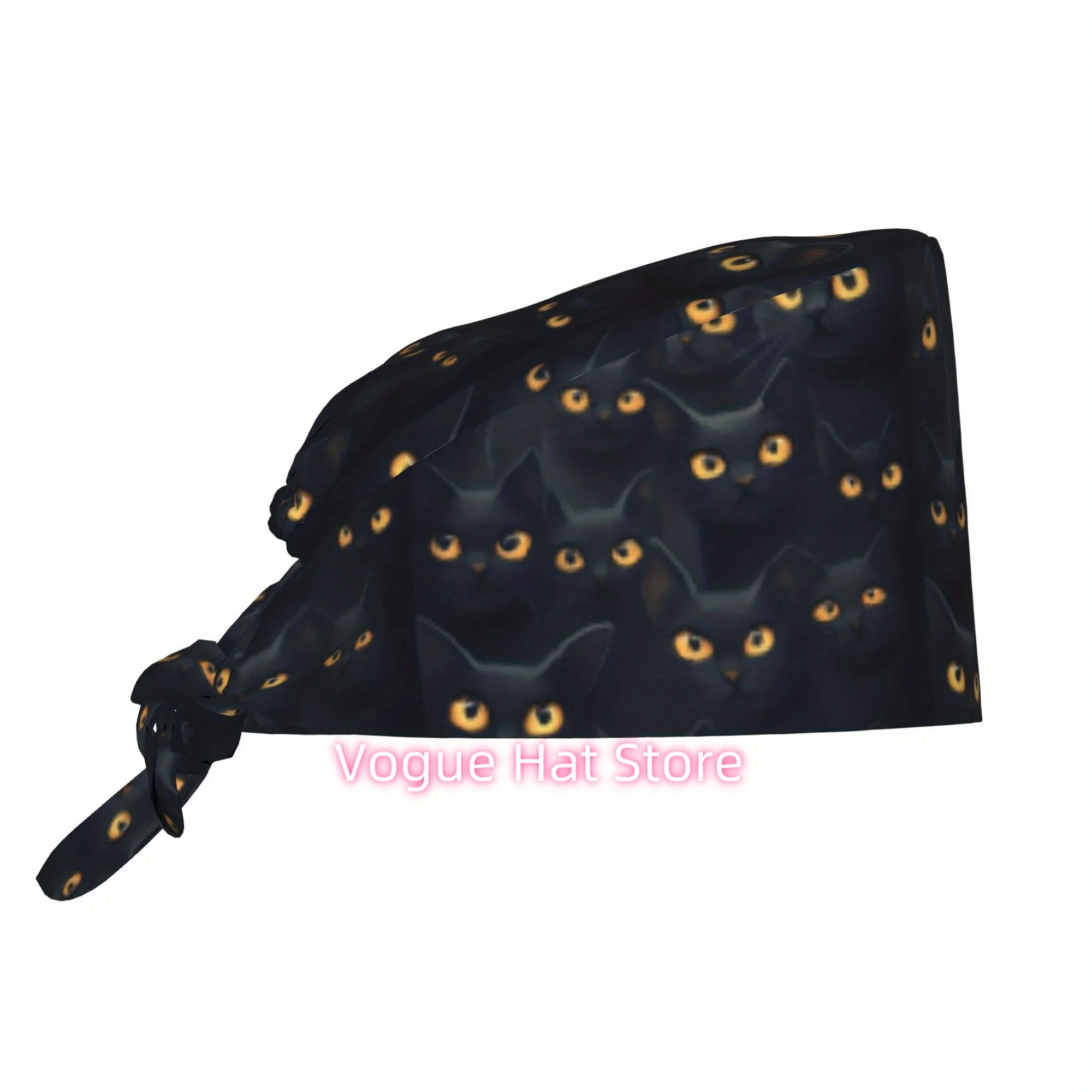 1pc of Unisex Fashionable Printed Work Cap - Lightweight Adjustable Skull Cap with Tie-Back, Suitable for Nurses, Dustproof Chef