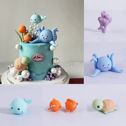 Fish Animal Whales Octopus Cake Topper Decor Kids 1st First Birthday Cake Underwater World Sea Party Baby Shower Cake Decorating