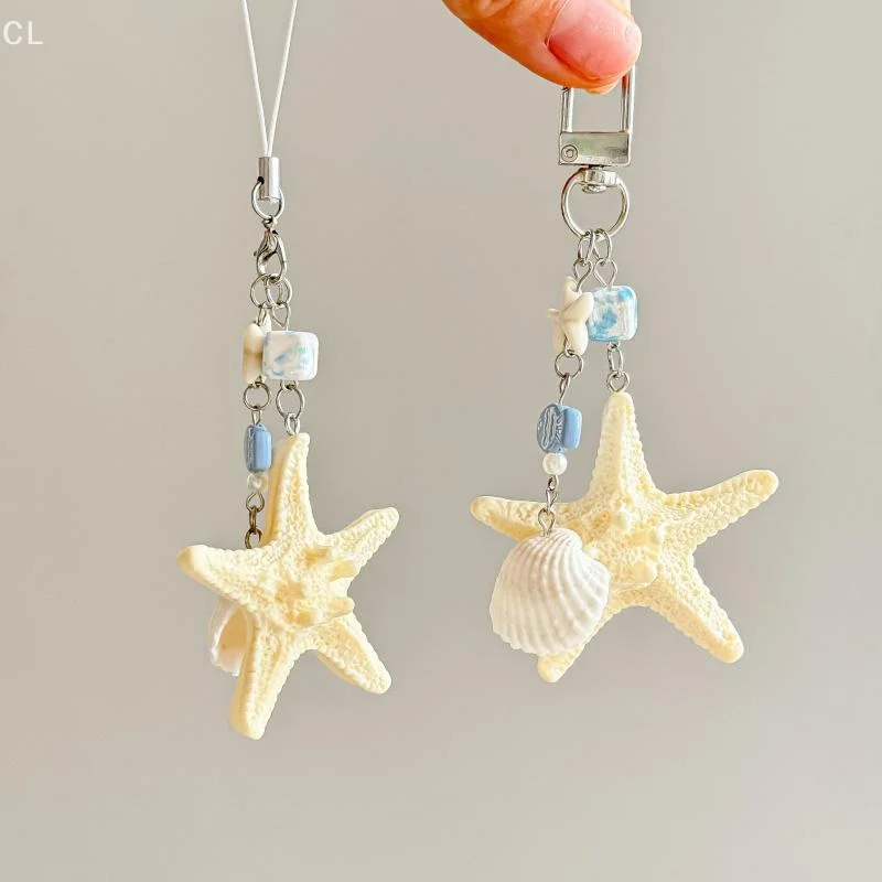 Oceanic Shell Style Keyring, Starfish Charm Phone Chain, Bag Decor Lanyard Jewelry, anti-loss Security Accessory