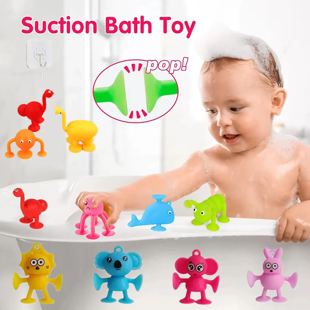 Baby Suction Cup Bath Toys Silicone Suction Cup Soft Building Block Pop Sucker Parent-child Interactive Game Funny Toys For Kids